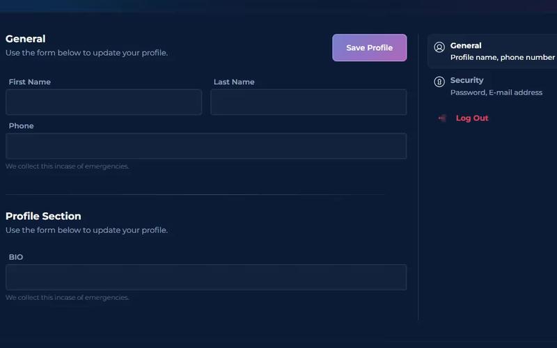 Dark Profile Form