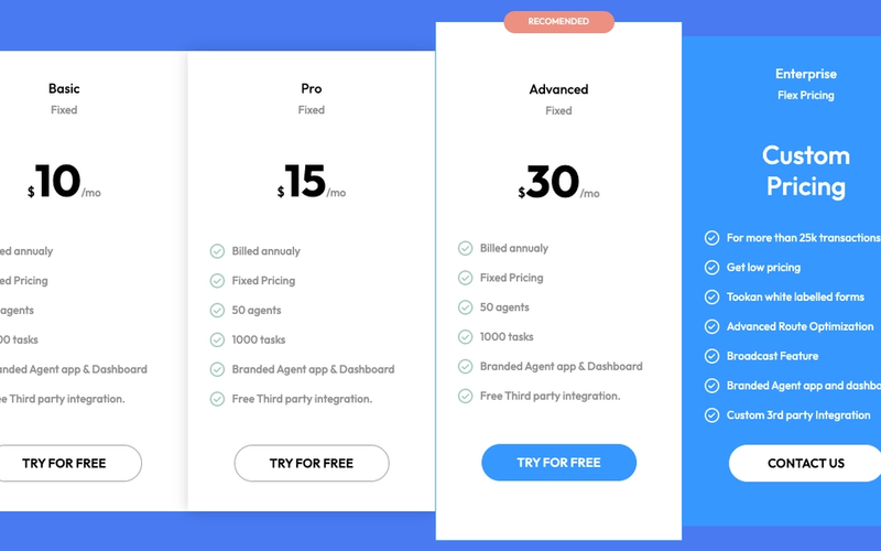 4 Tier Pricing Table