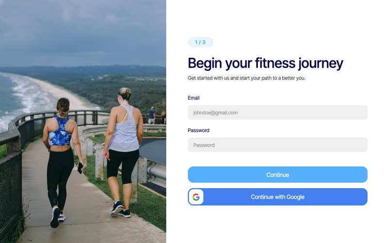 Fitness Onboarding Sign Up