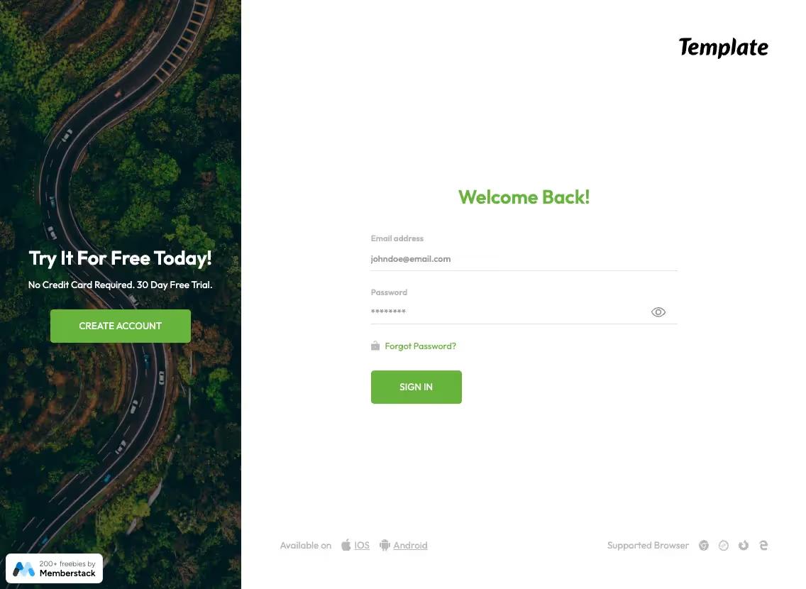Green Webflow Sign In Component