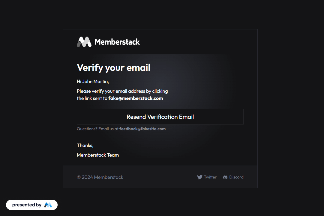 Dark-Email Verification Pop-up