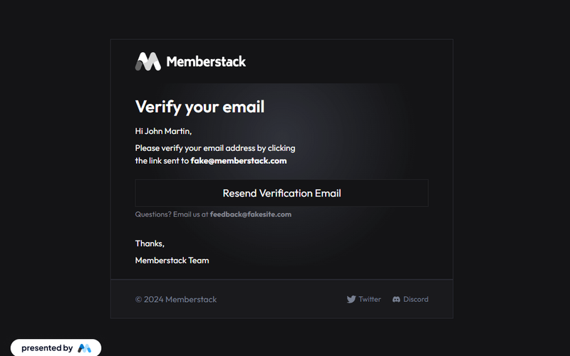 Dark-Email Verification Pop-up