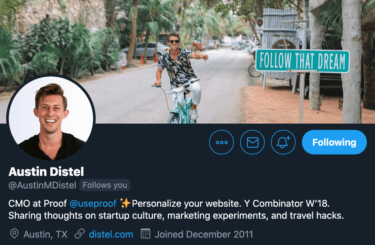 austin distel twitter profile