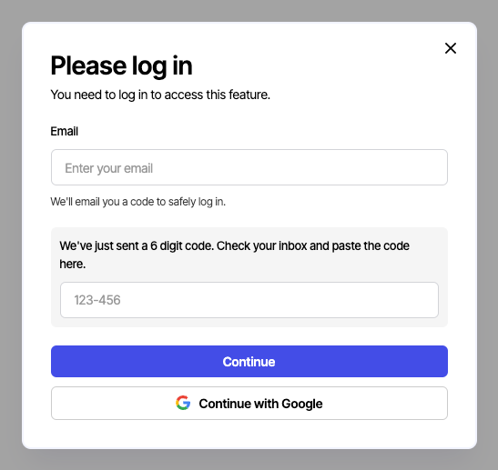 Passwordless Login Modal