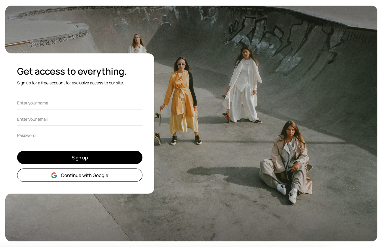 Fashion Themed Sign Up