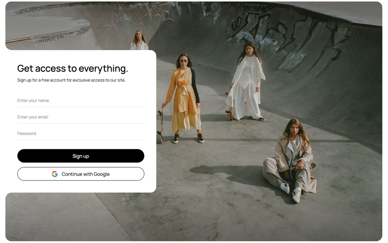 Fashion Themed Sign Up