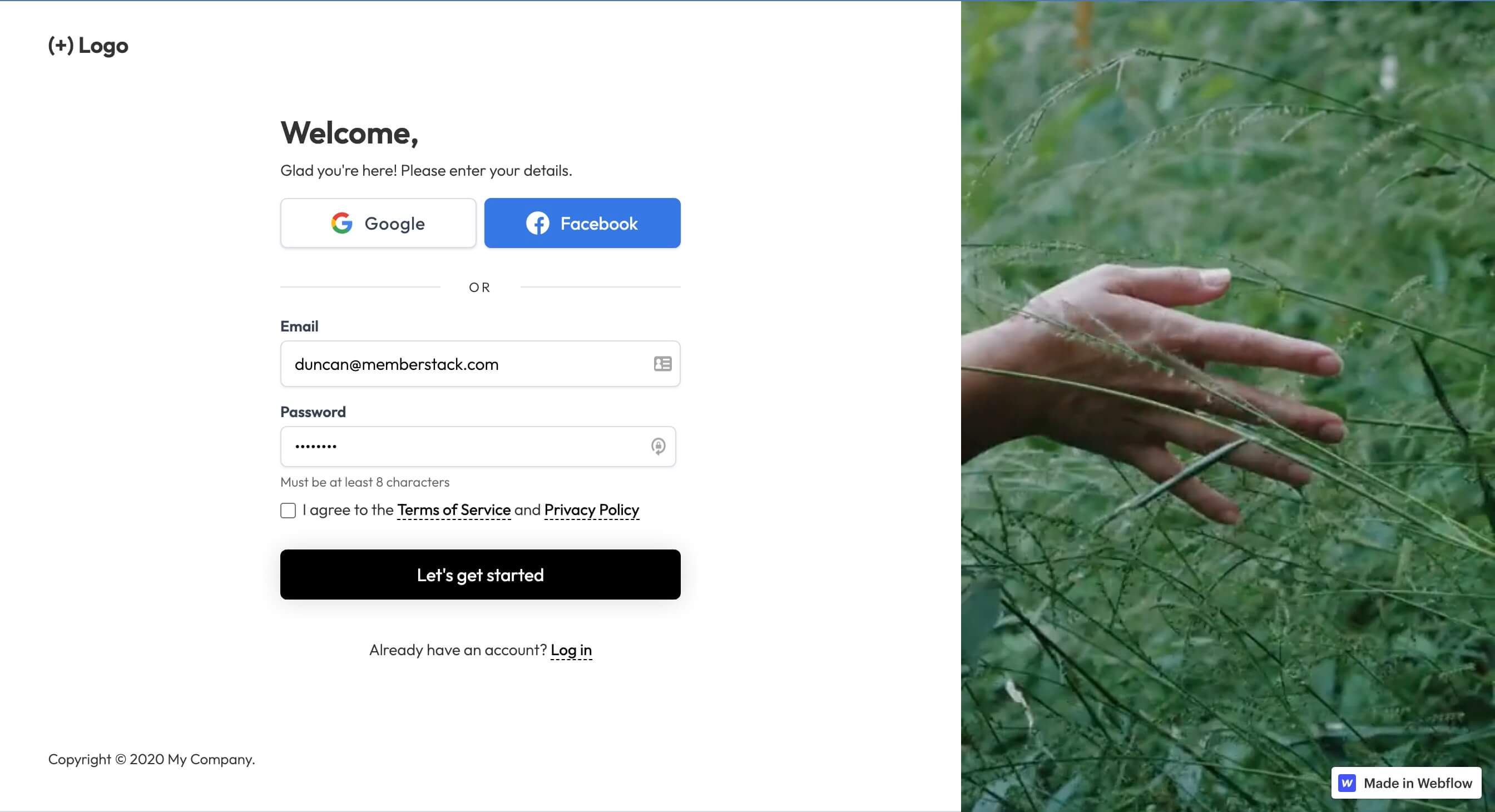 Signup Page with Video