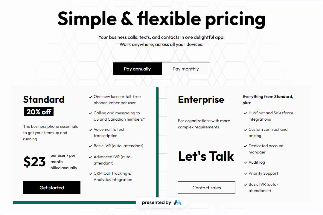 Interactive Pricing Tabs