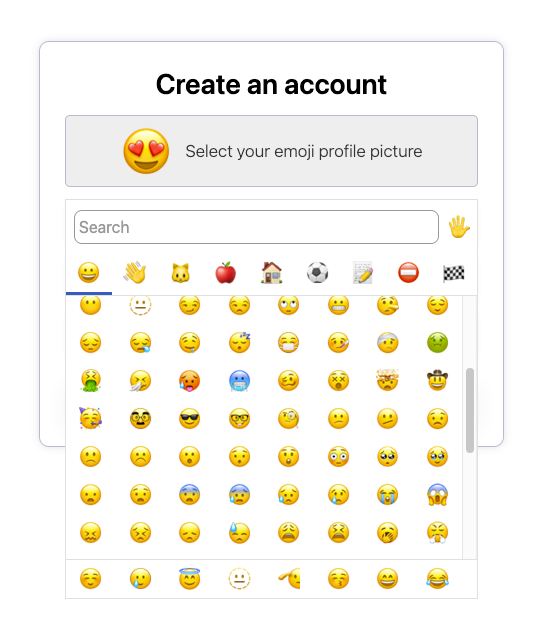 Sign Up + Emoji Profile Pics