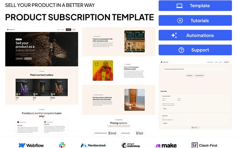 Plantilla de suscripción de productos