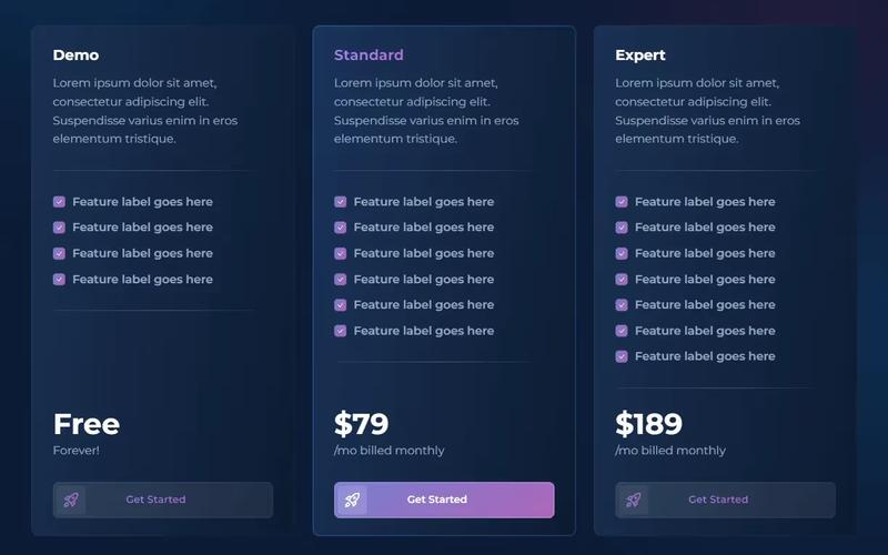 Dark Purple Pricing Table