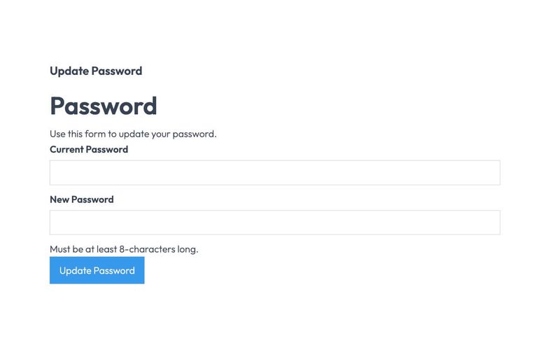 Unstyled Update Password