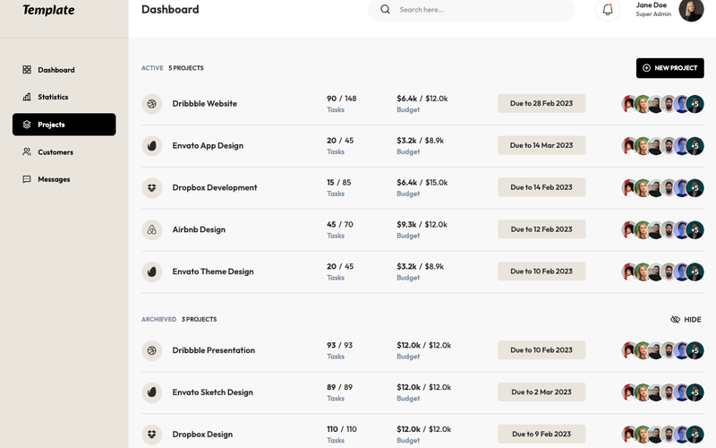 Project Management Dashboard Template