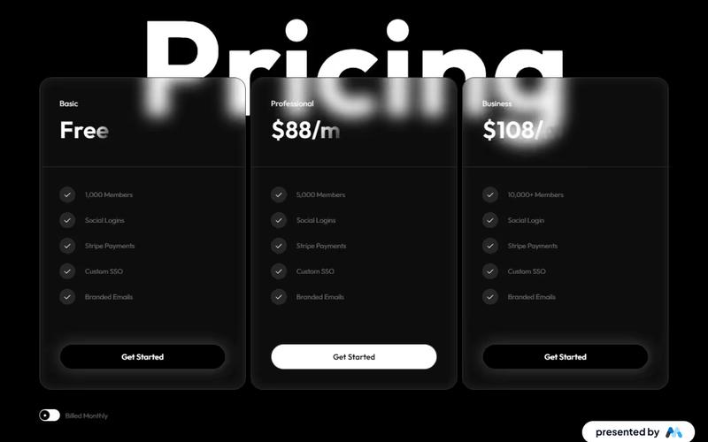 Bold Monochrome Pricing