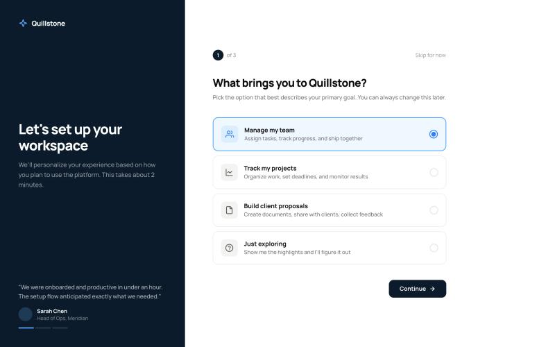 Split Screen Onboarding