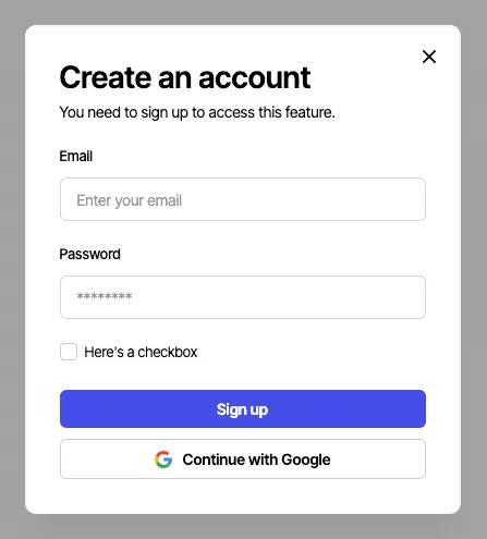 Simple Signup Modal