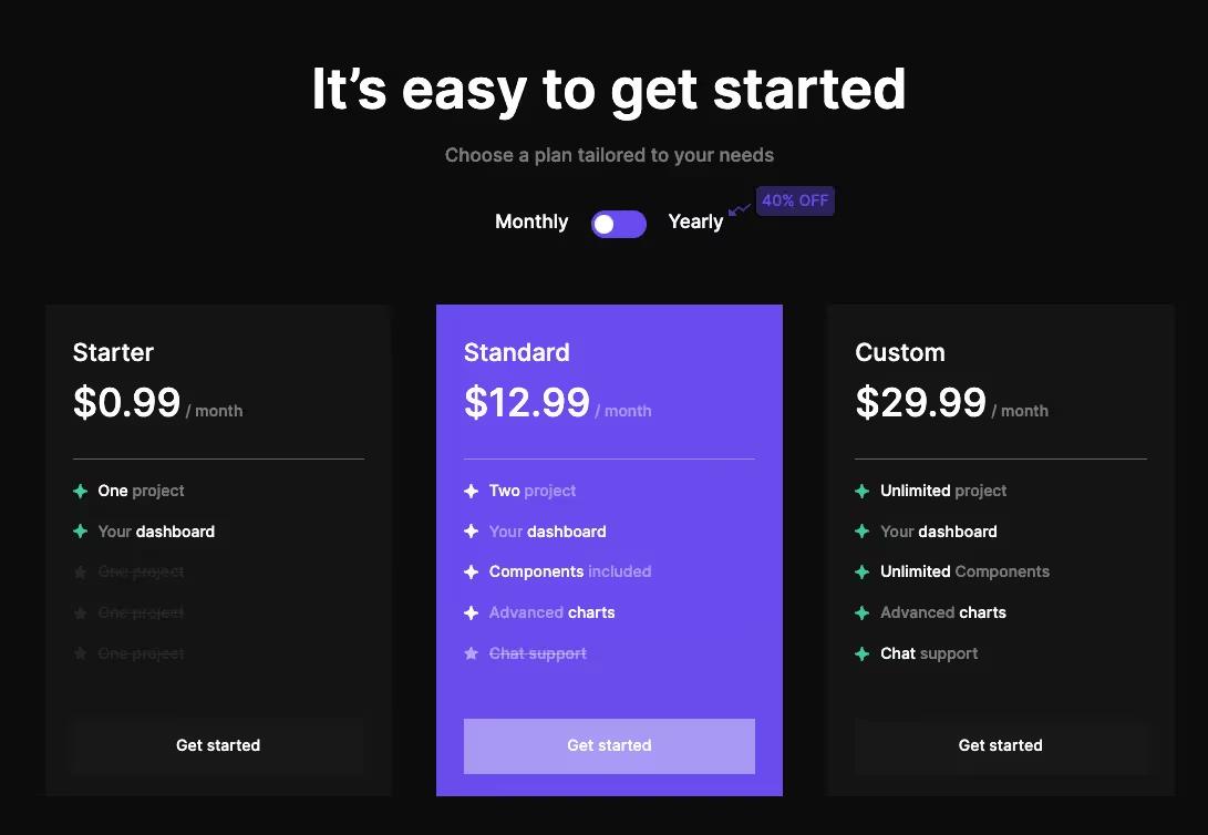 Dark Mode Pricing