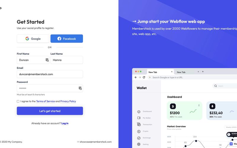 Membership Splitscreen Signup