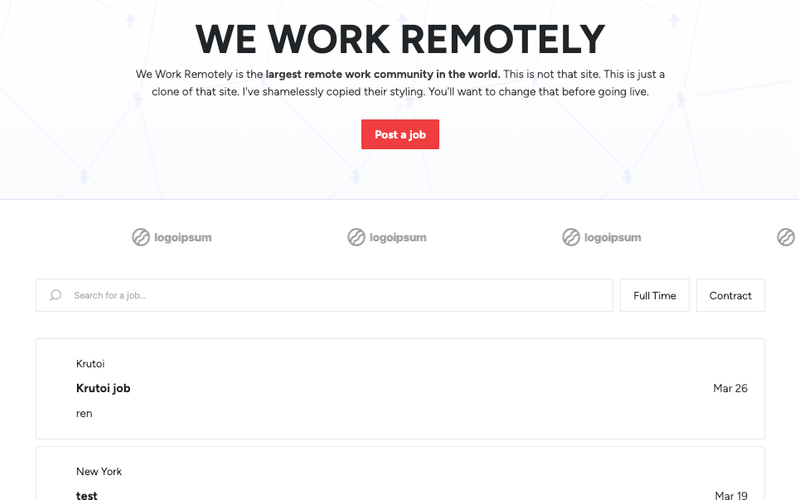 WeWorkRemotely Inspired Job Board Template