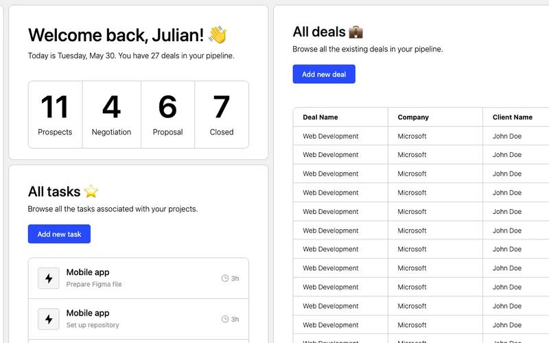 Grid Based Dashboard