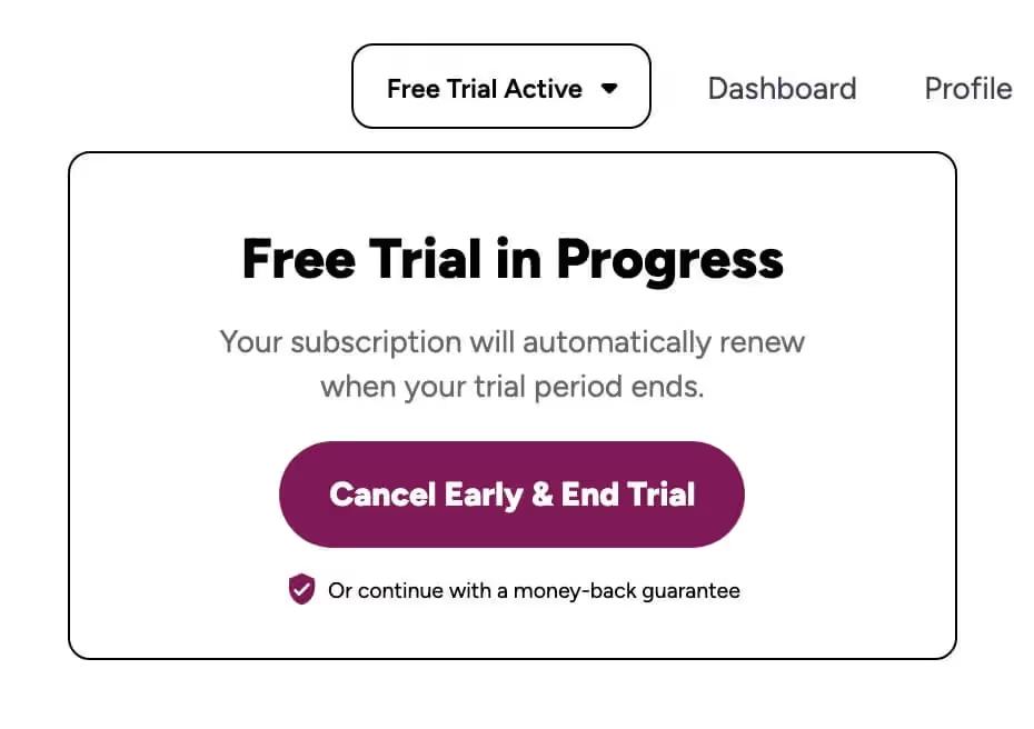 Free Trial Dropdown