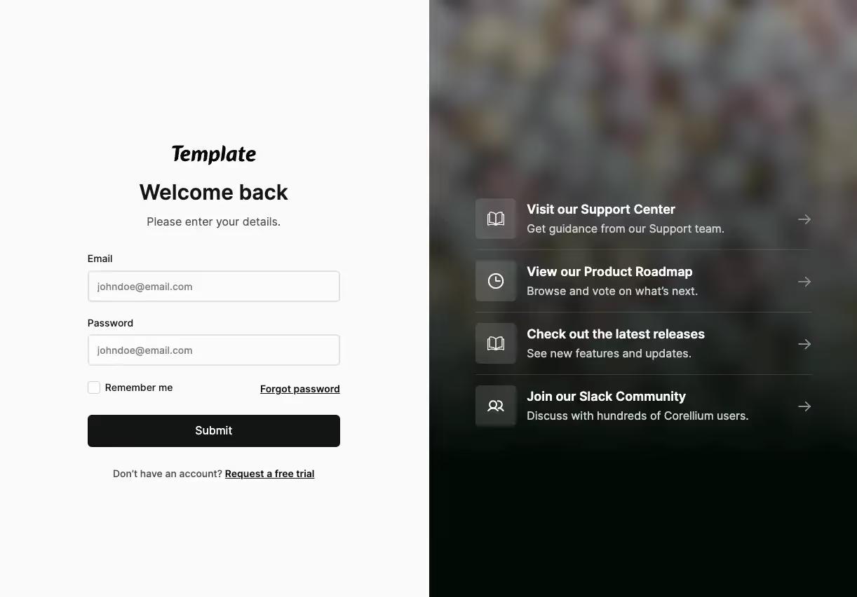 Split Login Screen