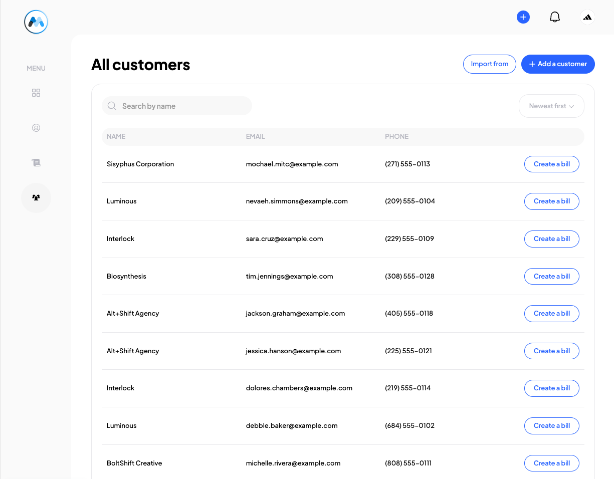 Customer Billing Dashboard