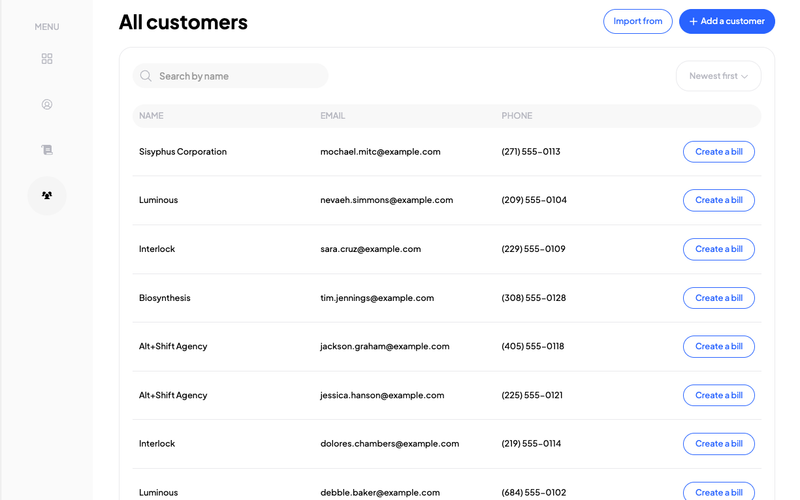 Customer Billing Dashboard