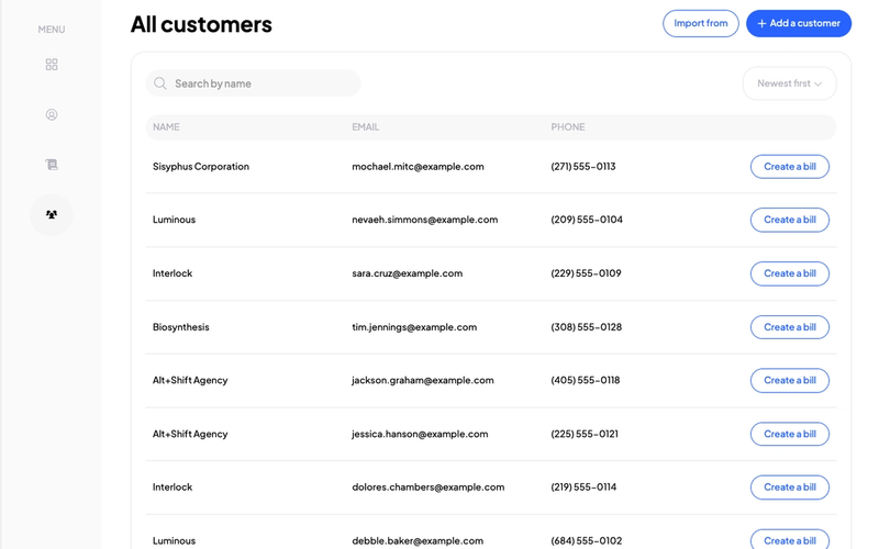 Customer Billing Dashboard