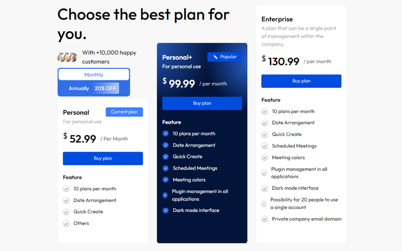 Plan Pricing Page