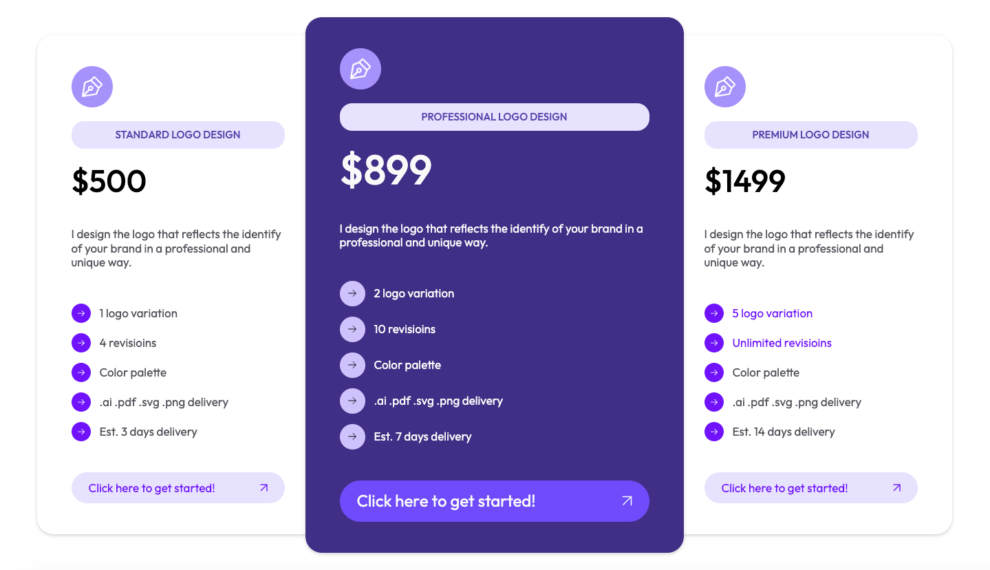 3 Tier Pricing Table