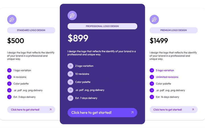 3 Tier Pricing Table