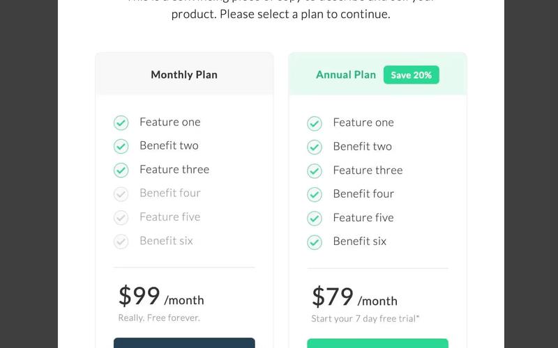 Pricing Upgrade Modal