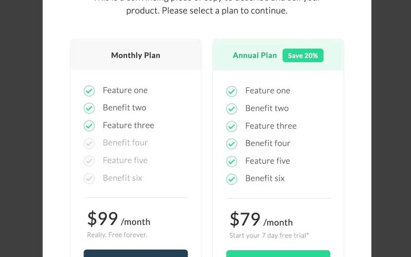 Pricing Upgrade Modal