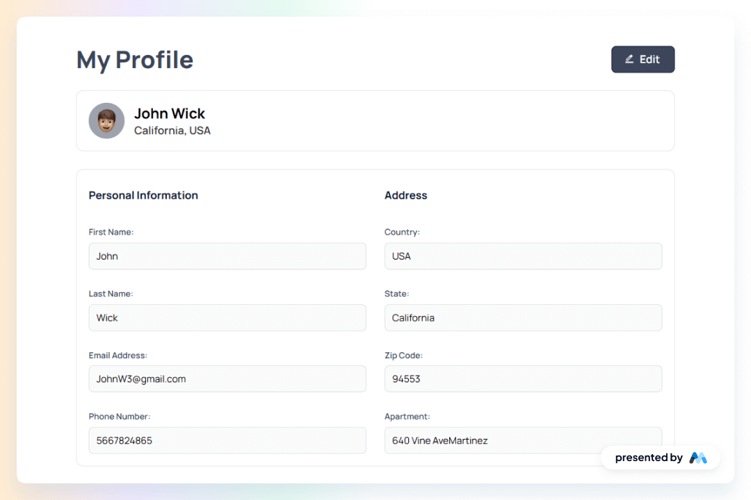AeroKit UI Profile01 Tabular