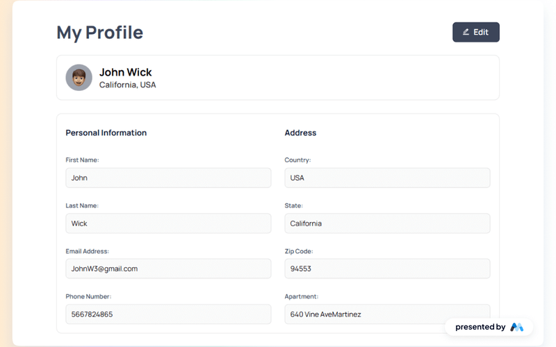 AeroKit UI Profile01 Tabular