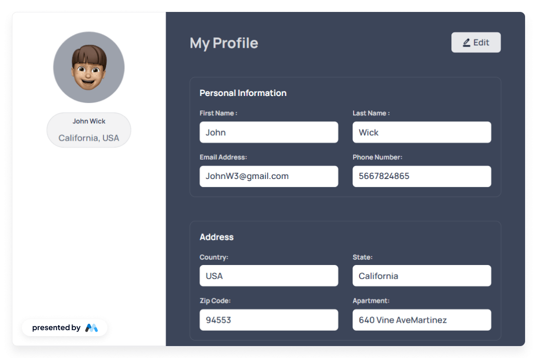 AeroKit UI Profile02 Card-Based