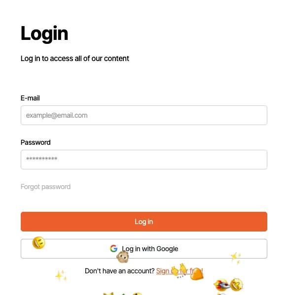 Emoji Pop Log In Form