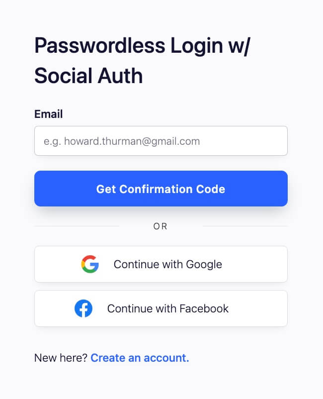 Passwordless Login + Social Login