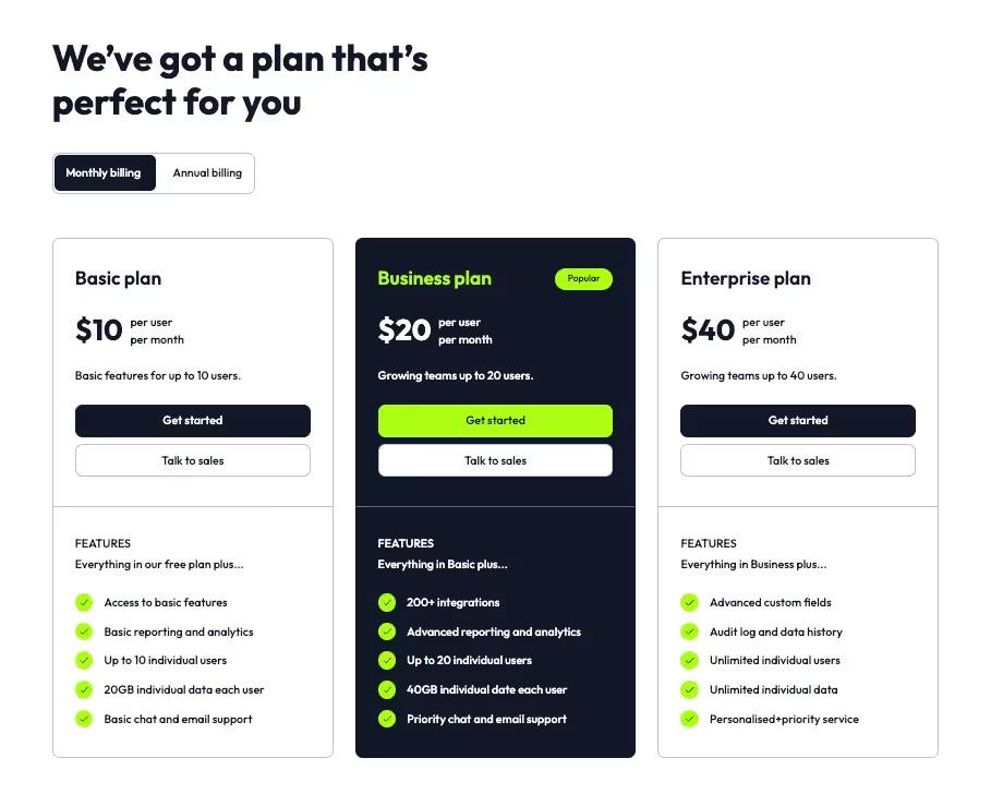 SaaS Pricing Page