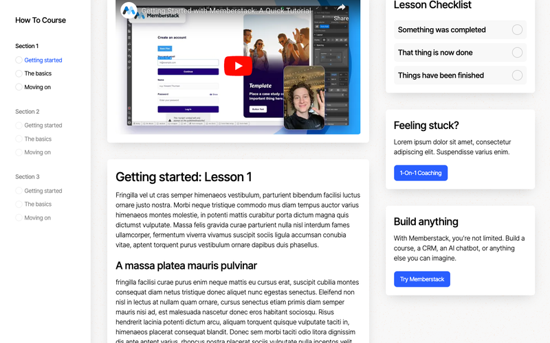 Kajabi Inspired Course Template