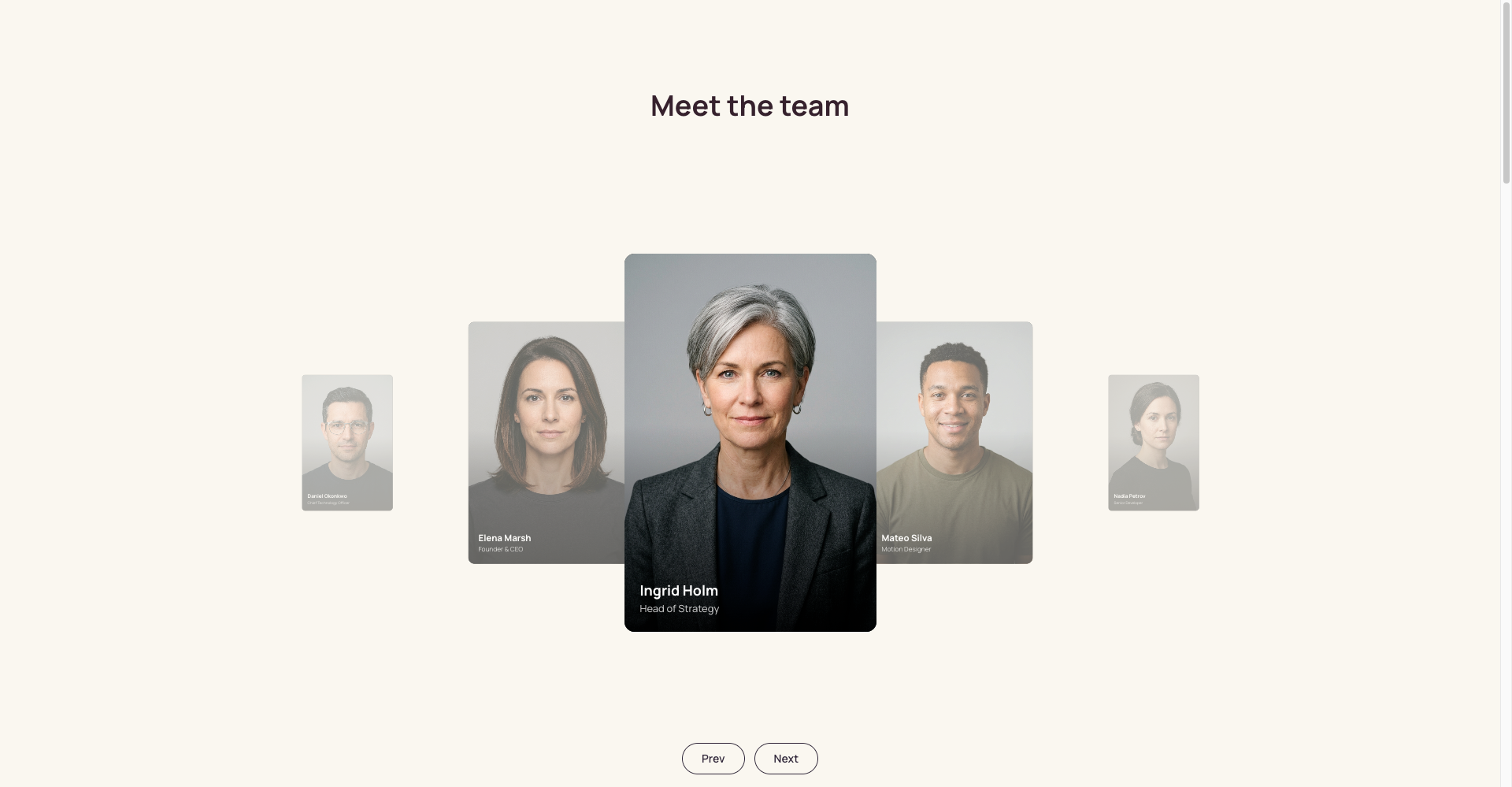 Infinite Scrolling Team Slider