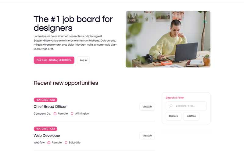 Dribbble Inspired Job Board Template