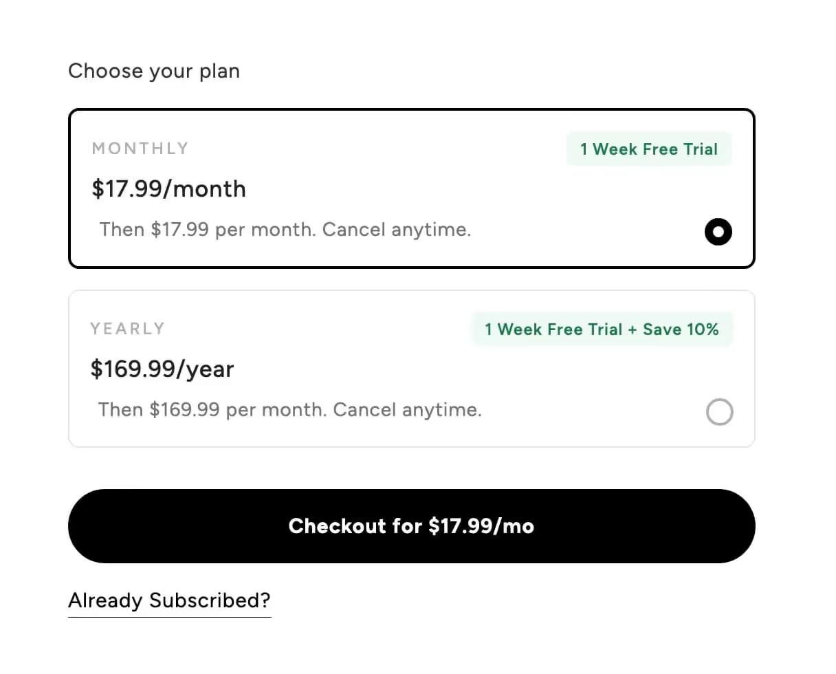 iOS Style Pricing Tabs