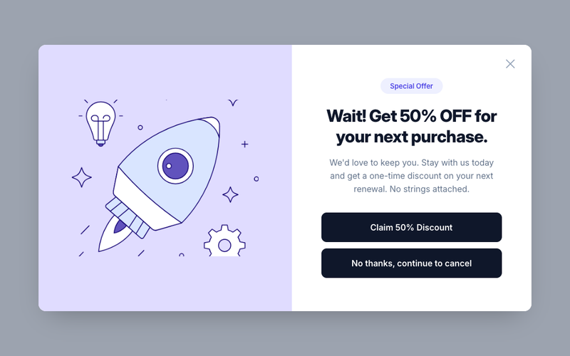 Subscription Plan Retention modal