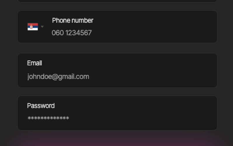 Dark Mode Sign Up Form