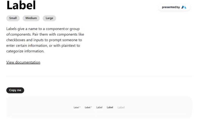 Microsoft Label Component