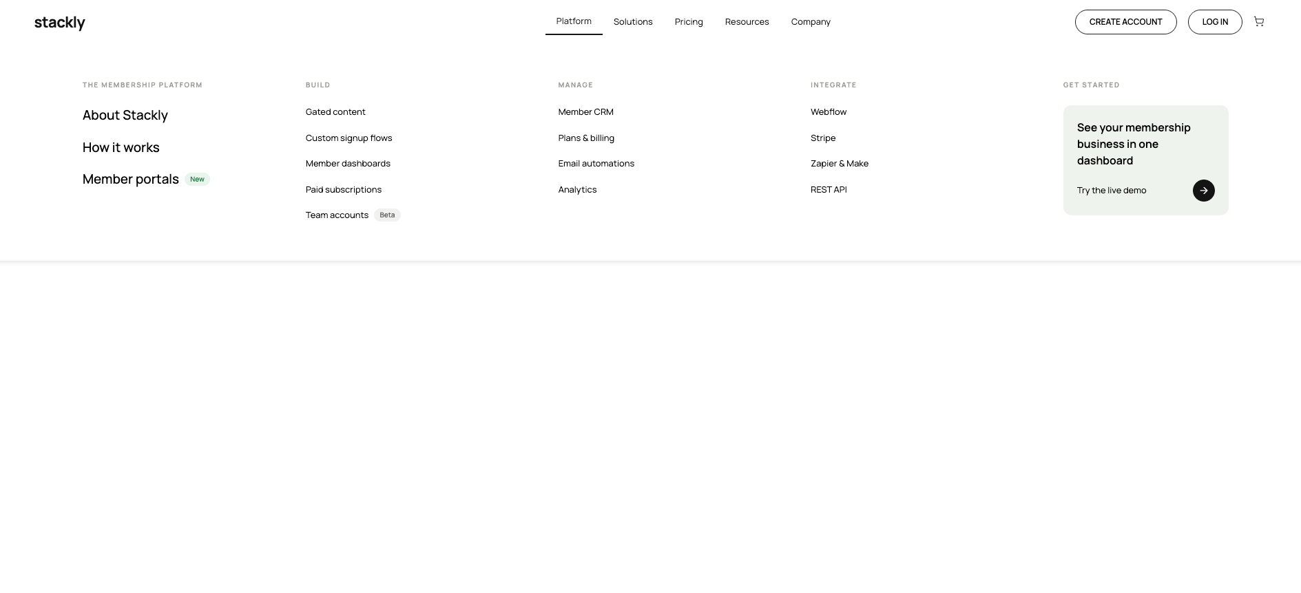 Styled Platform Nav – Mega Menu with CTA Card