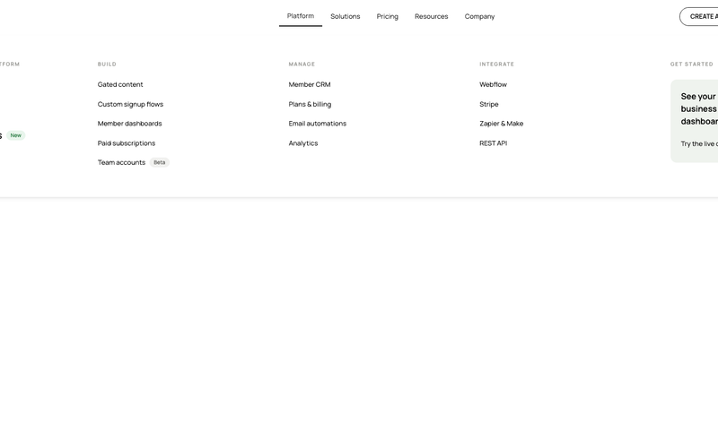 Styled Platform Nav – Mega Menu with CTA Card