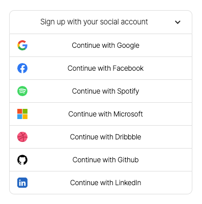 Social Login Dropdown